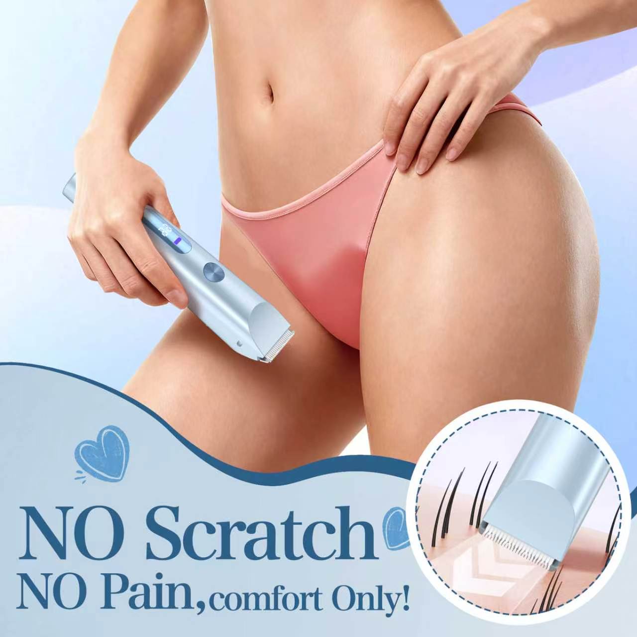 Blue bikini trimmer for gentle personal grooming